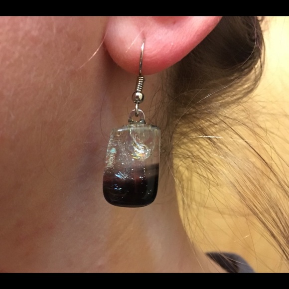 Lot of 3 Dichroic Fused Glass Handcrafted Earrings - Picture 2 of 7